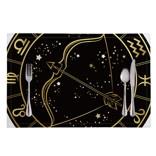 Gold And Black Sagittarius Sign Print Placemat