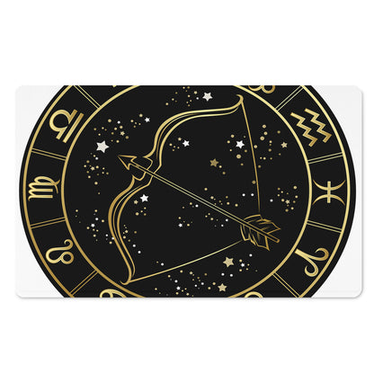 Gold And Black Sagittarius Sign Print Polyester Doormat