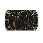 Gold And Black Sagittarius Sign Print Polyester Flag
