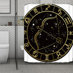 Gold And Black Sagittarius Sign Print Polyester Shower Curtain