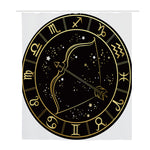 Gold And Black Sagittarius Sign Print Polyester Shower Curtain