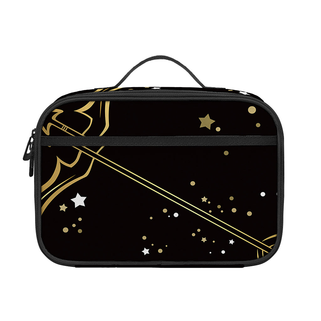 Gold And Black Sagittarius Sign Print Portable Lunch Bag