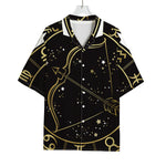 Gold And Black Sagittarius Sign Print Rayon Hawaiian Shirt