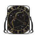 Gold And Black Sagittarius Sign Print Rectangular Crossbody Bag