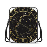 Gold And Black Sagittarius Sign Print Rectangular Crossbody Bag