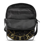 Gold And Black Sagittarius Sign Print Rectangular Crossbody Bag