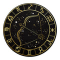 Gold And Black Sagittarius Sign Print Round Blanket