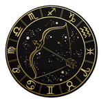 Gold And Black Sagittarius Sign Print Round Blanket