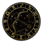 Gold And Black Sagittarius Sign Print Round Floor Mat