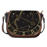 Gold And Black Sagittarius Sign Print Saddle Bag