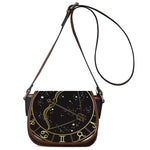 Gold And Black Sagittarius Sign Print Saddle Bag