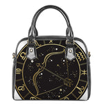 Gold And Black Sagittarius Sign Print Shoulder Handbag