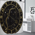 Gold And Black Sagittarius Sign Print Shower Curtain