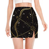 Gold And Black Sagittarius Sign Print Side Slit Mini Skirt