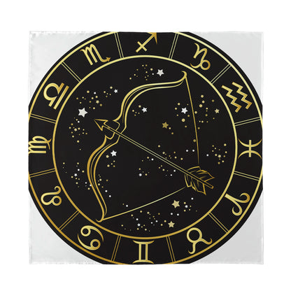 Gold And Black Sagittarius Sign Print Silk Bandana
