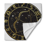Gold And Black Sagittarius Sign Print Silk Bandana