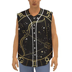 Gold And Black Sagittarius Sign Print Sleeveless Baseball Jersey