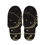 Gold And Black Sagittarius Sign Print Slippers