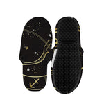 Gold And Black Sagittarius Sign Print Slippers