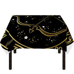 Gold And Black Sagittarius Sign Print Tablecloth