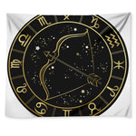 Gold And Black Sagittarius Sign Print Tapestry