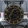 Gold And Black Sagittarius Sign Print Tire Cover