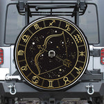 Gold And Black Sagittarius Sign Print Tire Cover With Camera Hole