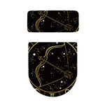 Gold And Black Sagittarius Sign Print Toilet Lid And Tank Cover Set