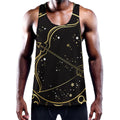Gold And Black Sagittarius Sign Print Men's Workout Tank Top