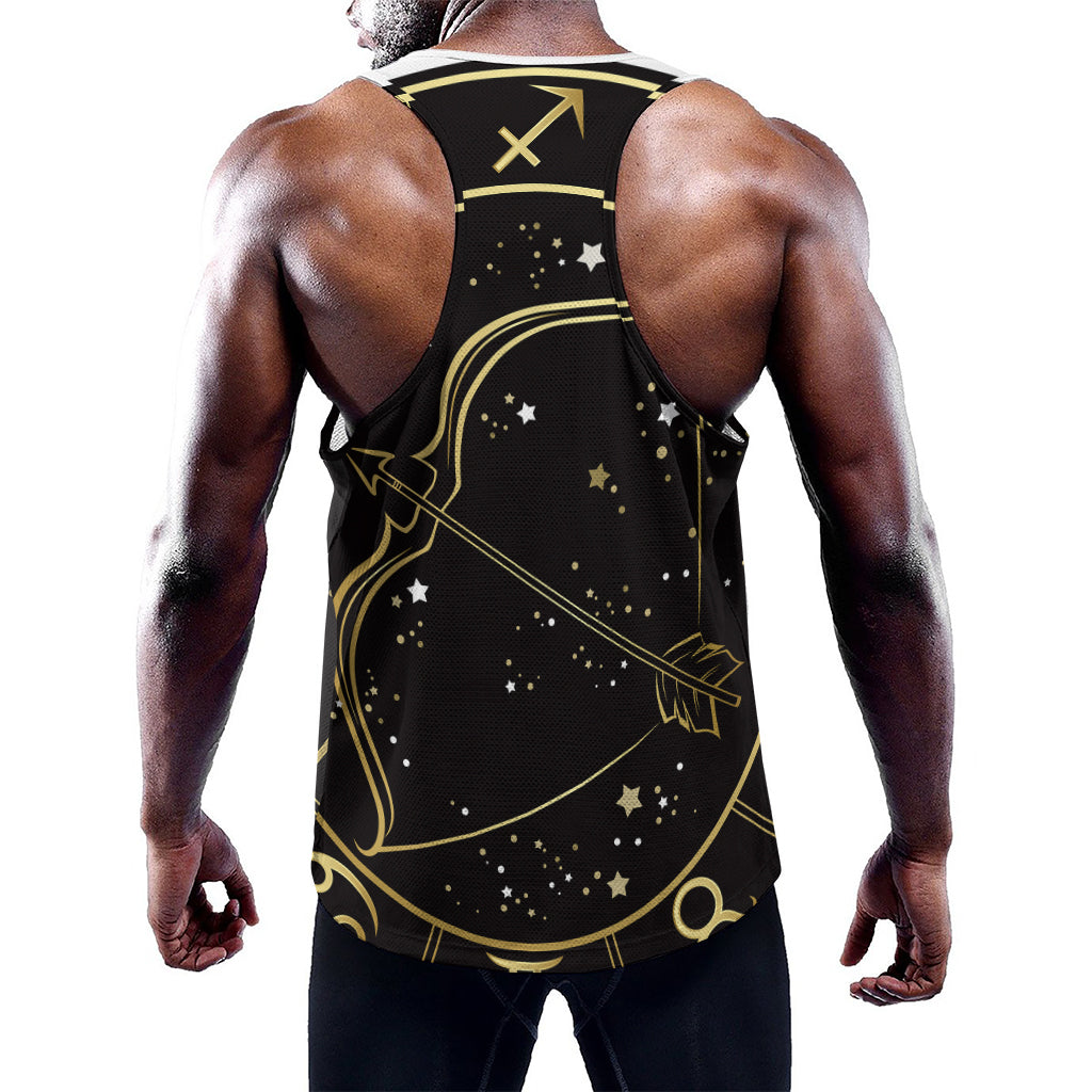 Gold And Black Sagittarius Sign Print Training Tank Top
