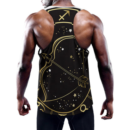 Gold And Black Sagittarius Sign Print Training Tank Top
