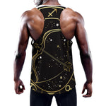Gold And Black Sagittarius Sign Print Training Tank Top