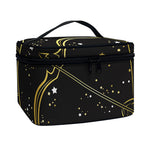 Gold And Black Sagittarius Sign Print Travel Makeup Bag