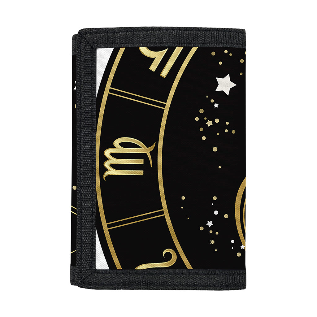 Gold And Black Sagittarius Sign Print Trifold Wallet