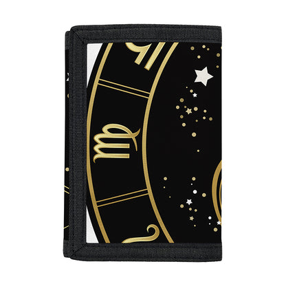 Gold And Black Sagittarius Sign Print Trifold Wallet