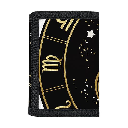 Gold And Black Sagittarius Sign Print Trifold Wallet