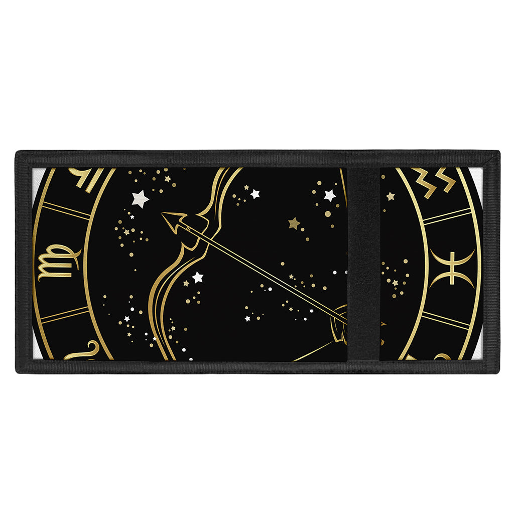 Gold And Black Sagittarius Sign Print Trifold Wallet