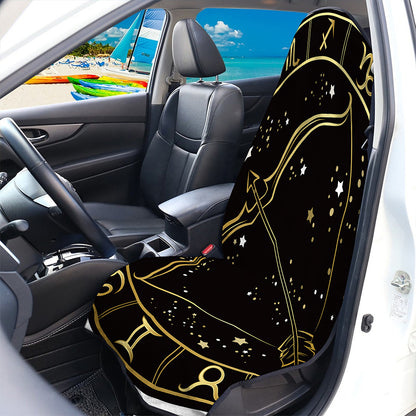 Gold And Black Sagittarius Sign Print Waterproof Car Seat Cover