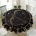 Gold And Black Sagittarius Sign Print Waterproof Round Tablecloth