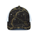 Gold And Black Sagittarius Sign Print White Mesh Trucker Hat