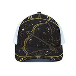 Gold And Black Sagittarius Sign Print White Mesh Trucker Cap