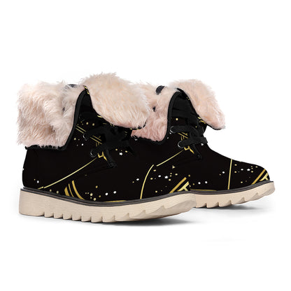 Gold And Black Sagittarius Sign Print Winter Boots