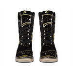 Gold And Black Sagittarius Sign Print Winter Boots