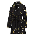 Gold And Black Sagittarius Sign Print Women's Bathrobe