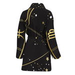 Gold And Black Sagittarius Sign Print Women's Bathrobe