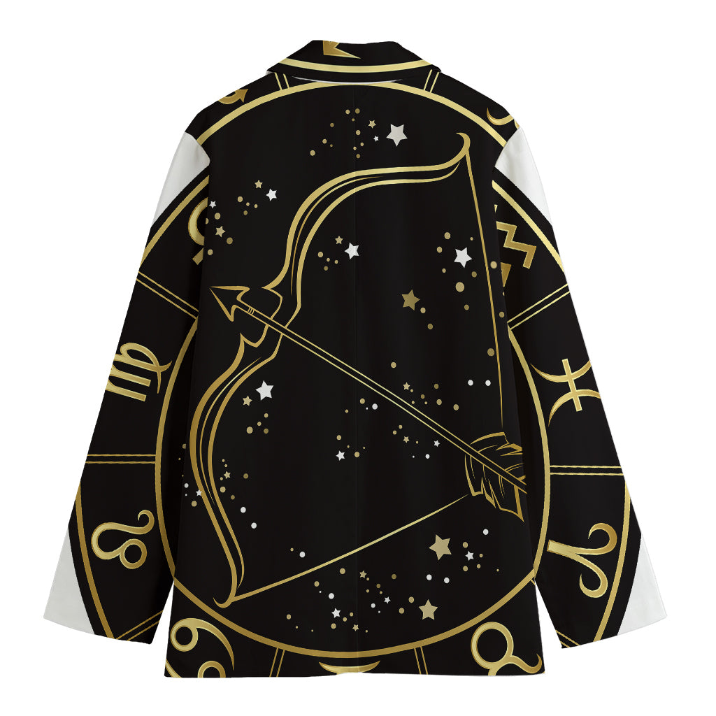 Gold And Black Sagittarius Sign Print Women's Blazer