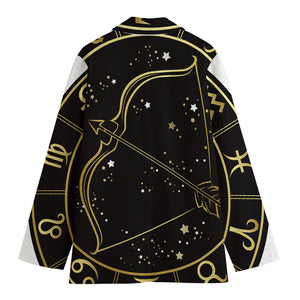 Gold And Black Sagittarius Sign Print Women's Blazer