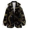 Gold And Black Sagittarius Sign Print Women's Cotton Blazer