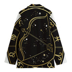 Gold And Black Sagittarius Sign Print Women's Cotton Blazer