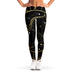 Gold And Black Sagittarius Sign Print Women's Leggings